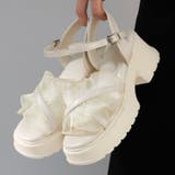 アイボリー | 6cmヒール オフィス パーティー セットアップ フリルサンダル ☆4204 | LibertyDoll