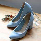 サックスブルー | 8cmヒールチャンキーヒールパンプス☆5400 | LibertyDoll