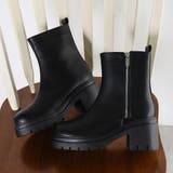 ブラック | 7.5cmヒール 厚底サイドジップブーツ ☆9125 | LibertyDoll