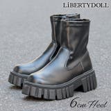 5.5cmヒール 厚底デザインソールストレッチブーツ ☆9135 | LibertyDoll | 詳細画像1 