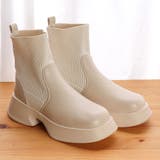 アイボリー | 4.5cmヒール スクエア厚底リブニットブーツ ☆9136 | LibertyDoll