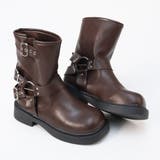 ブラウン | 4cmヒール ワンピース セットアップ リングベルトブーツ ☆9153 | LibertyDoll