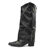 5.5cmヒール スタッズウエスタンカバーロングブーツ ☆9162 | LibertyDoll | 詳細画像7