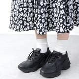 オールブラック | 軽量 約6.5cmソール厚底ダッドスニーカー ☆1556 | LibertyDoll