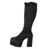 10.5cmヒール スクエアトゥ厚底ストレッチロングブーツ ☆1585 | LibertyDoll | 詳細画像9