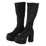 10.5cmヒール スクエアトゥ厚底ストレッチロングブーツ ☆1585 | LibertyDoll | 詳細画像13