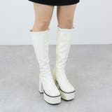 10.5cmヒール スクエアトゥ厚底ストレッチロングブーツ ☆1585 | LibertyDoll | 詳細画像7