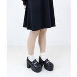 ブラック | 厚底パールビジューローファー155-1596 | LibertyDoll