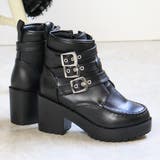 ブラック | 7.5cmヒール 厚底3ベルトブーツ ☆1639 | LibertyDoll