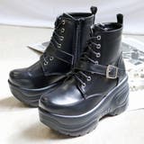 ブラック | 8cmヒール 厚底ベルトブーツ ☆1654 | LibertyDoll