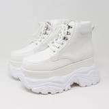 ホワイト | 9.5cmヒール ストリート セットアップ ワンピース 厚底ブーツ ☆2211 | LibertyDoll