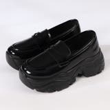 ブラックエナメル | オフィス カジュアル セットアップ 軽量厚底ローファースニーカー ☆2232 | LibertyDoll