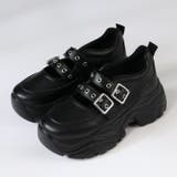 オールブラック | オフィス カジュアル セットアップ 軽量厚底ダブルベルトスニーカー ☆2233 | LibertyDoll