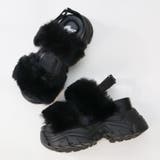 ブラック | 9.5cmヒール ワンピース オフィス 厚底ファーサンダル ☆2243 | LibertyDoll