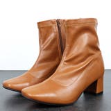 キャメル | スクエアトゥストレッチヒールブーツ ☆9045 | LibertyDoll
