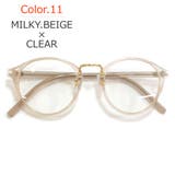 (Col011)MILKY.BEIGE×CLEAR | サングラス 伊達メガネ メンズ | MERRY PLEASURE