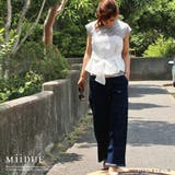 フリンジワイドパンツ デニム ガウチョパンツ | MiiDUE | 詳細画像5 