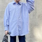 ブルー | シャツ 長袖 ストライプシャツ | MiiDUE