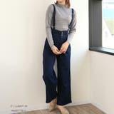 デニムネイビー | サスペンダー取り外しOK!サロペット デニム パンツ | MiiDUE