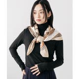 ベージュ | パネルプリント大判スカーフ シルクタッチ 大きめ | mili an deni