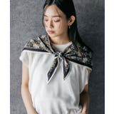 ブラウン | 小紋柄トライアングルストール シルクタッチ 大きめ | mili an deni
