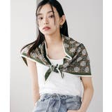カーキ | 小紋柄トライアングルストール シルクタッチ 大きめ | mili an deni