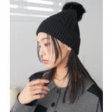 ブラック | ファー取り外しケーブルニットキャップ ニット帽 ラビットファー | mili an deni