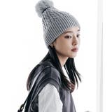 グレー | ファー取り外しケーブルニットキャップ ニット帽 ラビットファー | mili an deni