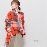 オレンジ | ストール チェック柄 大判 | mili an deni