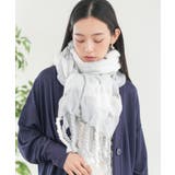 グレー×アイボリー | チェック柄大判ストール 穴あきストール チェック柄 | mili an deni