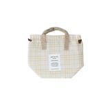チェックベージュ | 保冷巾着ランチバッグ 保冷素材 バッグ | mili an deni