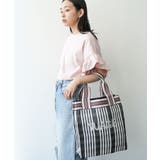 ブラックチェック | スクウェア刺繍ロゴビニールトート トートバッグ マルチストライプハンドル | mili an deni