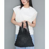 ブラック | プリーツエコバッグ ハンドバッグ ポケッタブル | mili an deni