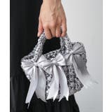 シルバー | リボン編みバッグ サテンリボン ミニバッグ | mili an deni