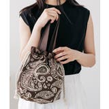 ブラウン | バンダナ巾着バッグ ハンドバッグ ニットジャガード | mili an deni