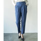 ブルー | センタープレステーパードパンツ ストレッチ ロング丈 | mili an deni