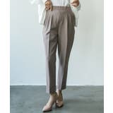 モカ | センタープレステーパードパンツ ストレッチ ロング丈 | mili an deni