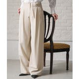 アイボリー | ストライプレイヤード風パンツ ワイドパンツ レディース | mili an deni