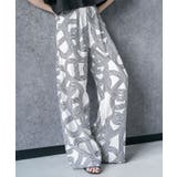 オフホワイト | 幾何柄イージーワイドパンツ ロング丈 ボトムス | mili an deni