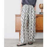 ネイビー | ネイティブ柄イージーワイドパンツ ロング丈 ボトムス | mili an deni