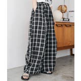 ブラック | チェックワイドパンツ スーパーワイド ロング丈 | mili an deni