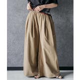 ベージュ | スカーフ付き ミリタリーワイドパンツ ロング丈 | mili an deni