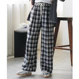 ブラック×アイボリー | ネルチェックイージーパンツ ロング丈 イージーパンツ | mili an deni