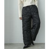 ブラック | ダイヤキルト裾ドロスト中綿パンツ ロング丈 防寒パンツ | mili an deni