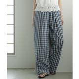 ネイビー | チェック柄 ワイドパンツ レディース | mili an deni