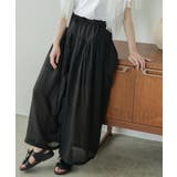 ブラック | シアーギャザーワイドパンツ シアーパンツ レディース | mili an deni