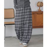ブラック | チェックパンツ レディース ワイドパンツ | mili an deni