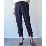 ネイビー | フロントスリットテーパード パンツ ロング丈 | mili an deni