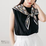 小紋柄トライアングルストール シルクタッチ 大きめ | mili an deni | 詳細画像9 