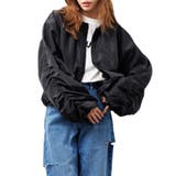 ブラック | レディース ブルゾン 袖ギャザーブルゾン | mili an deni
